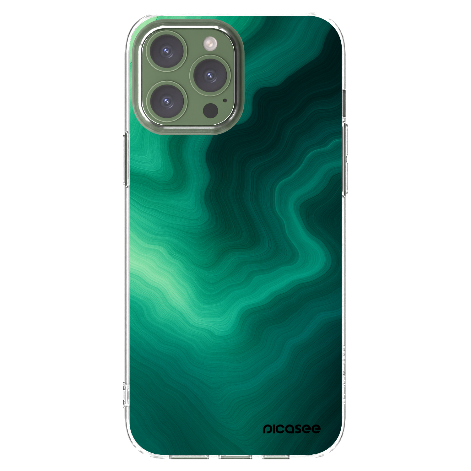 Picasee silikonový průhledný obal pro Apple iPhone 13 Pro Max - Malachite