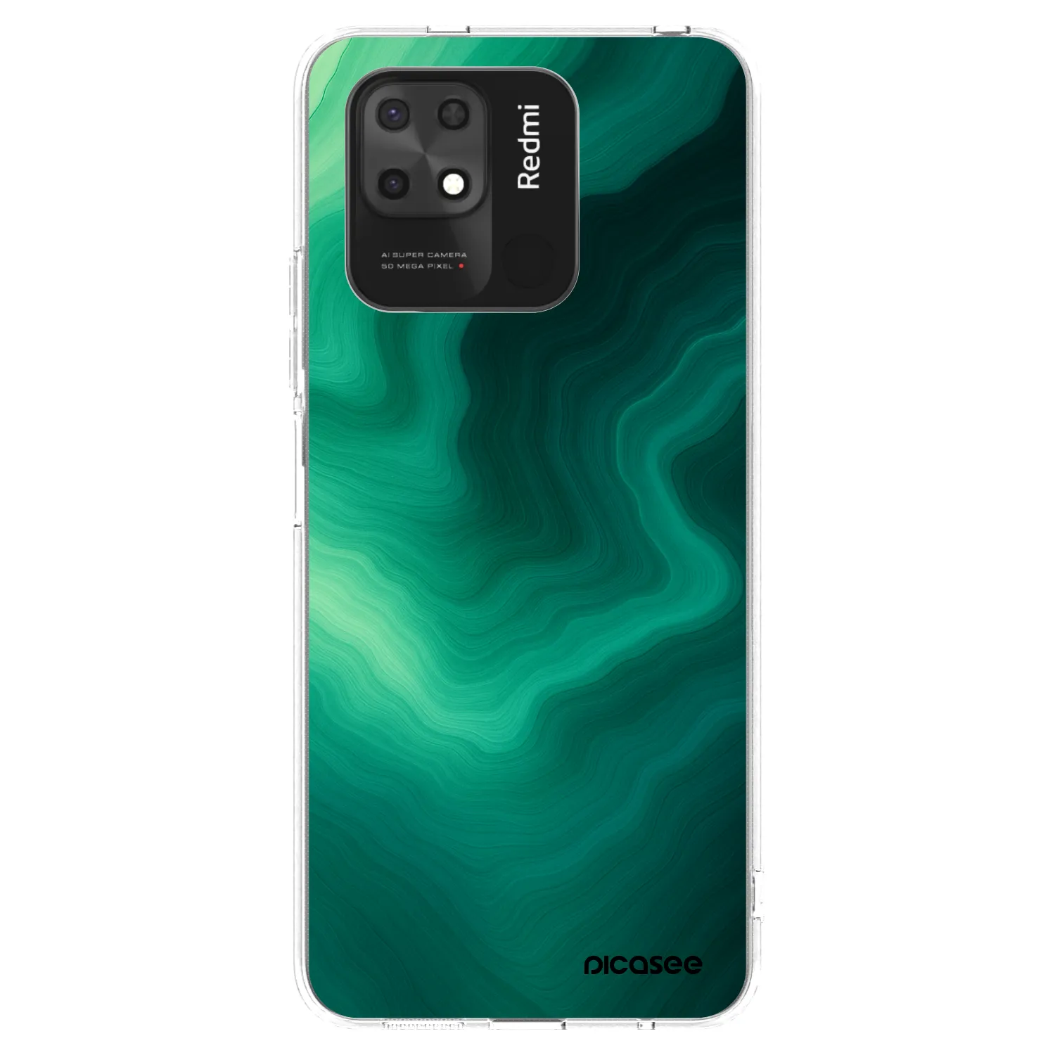 Picasee silikonový průhledný obal pro Xiaomi Redmi 10C - Malachite