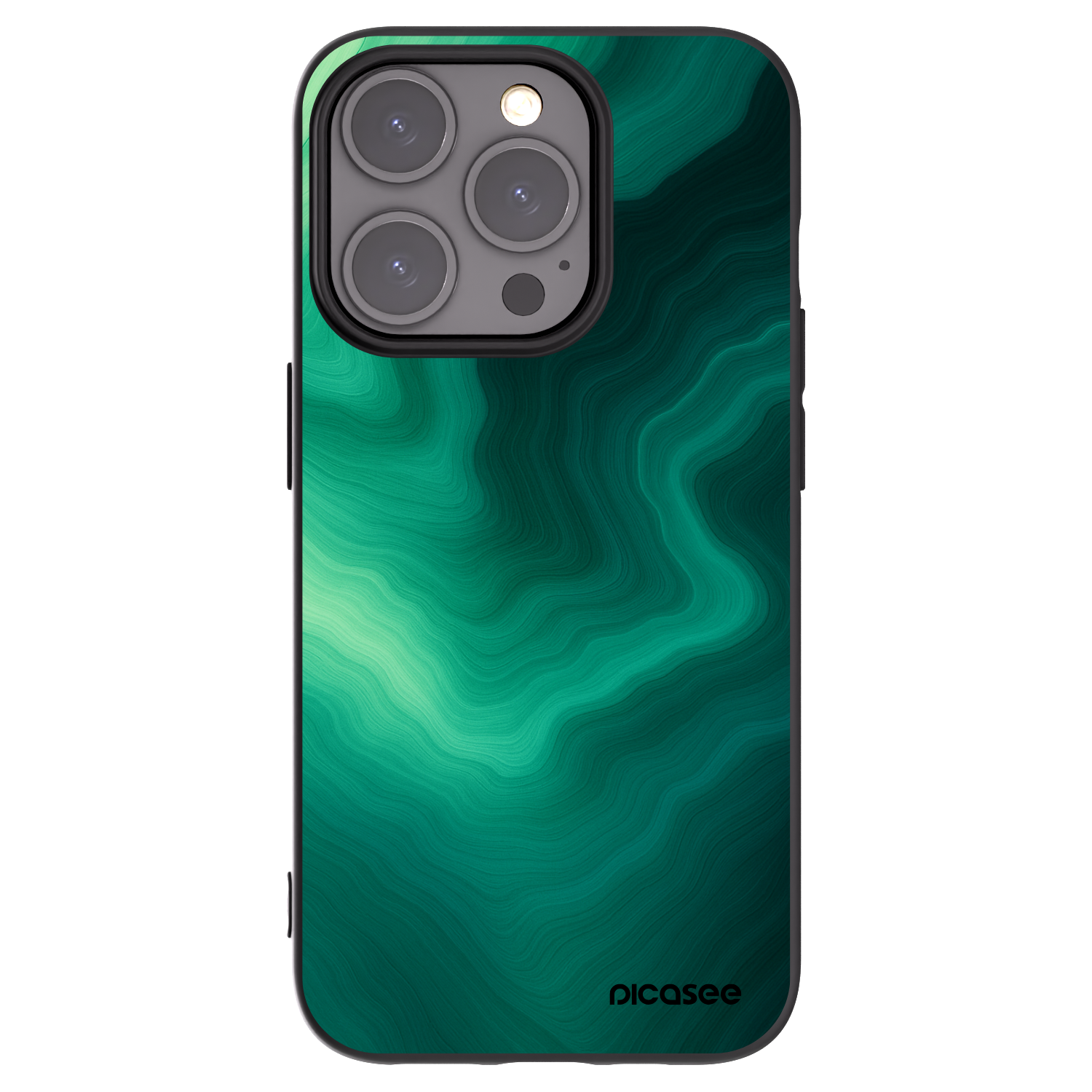 Picasee silikonový černý obal pro Apple iPhone 15 Pro - Malachite