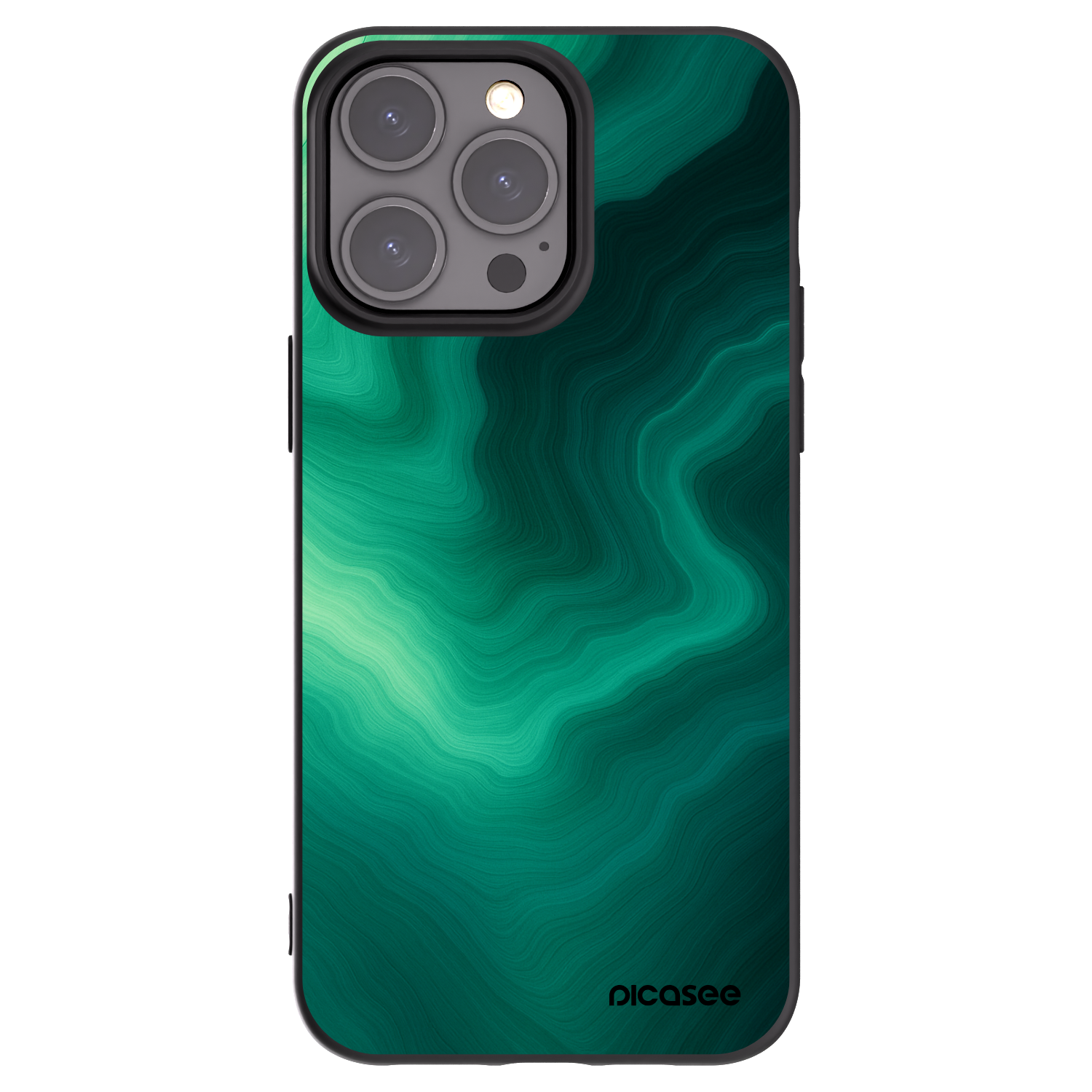 Picasee silikonový černý obal pro Apple iPhone 15 Pro Max - Malachite
