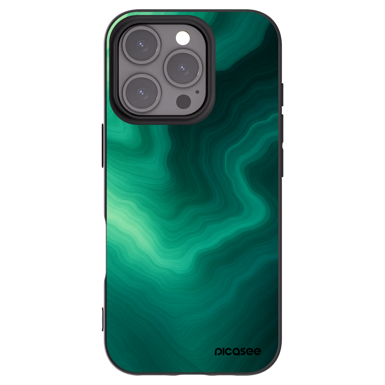 Picasee silikonový černý obal pro Apple iPhone 16 Pro - Malachite