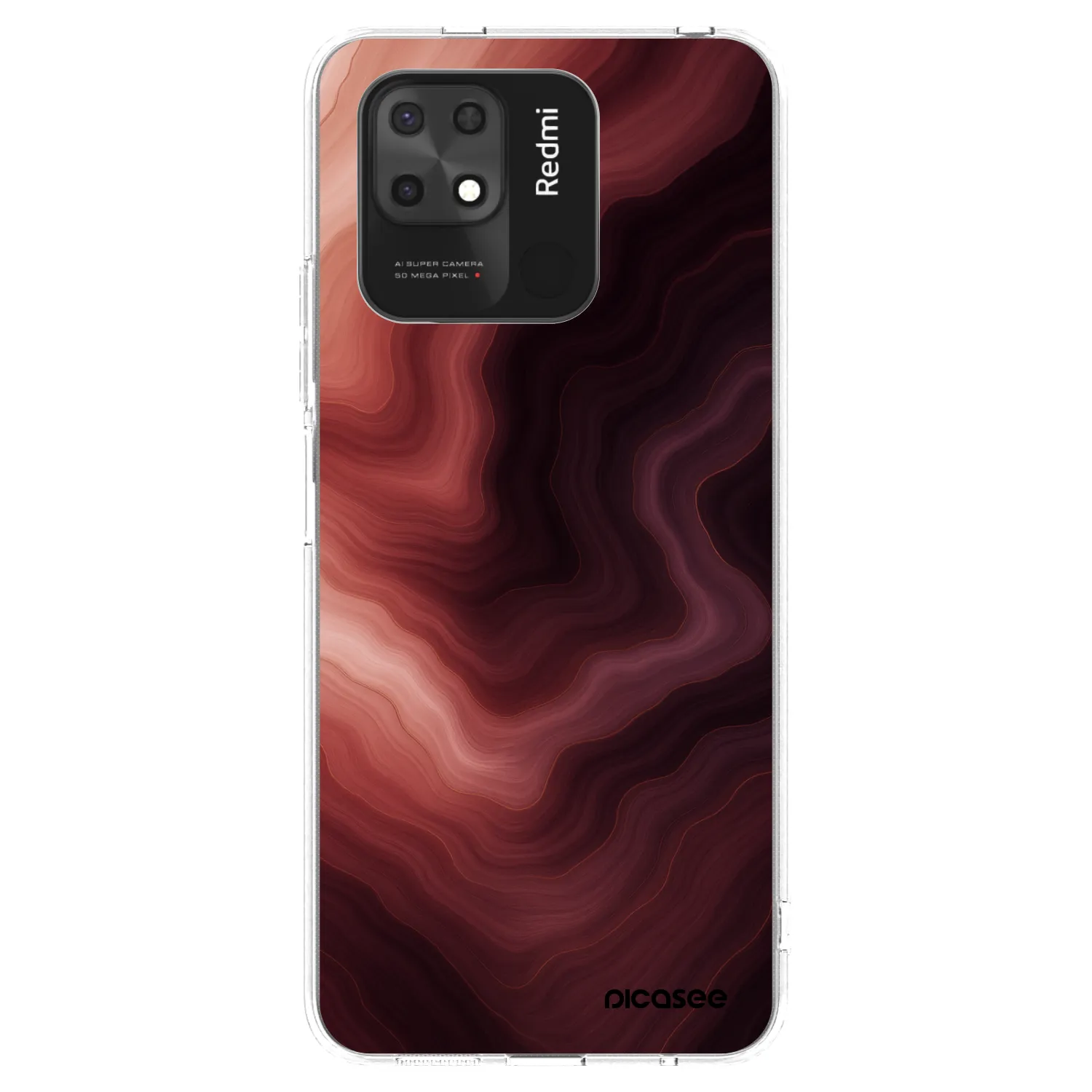 Picasee silikonový průhledný obal pro Xiaomi Redmi 10C - Rouge