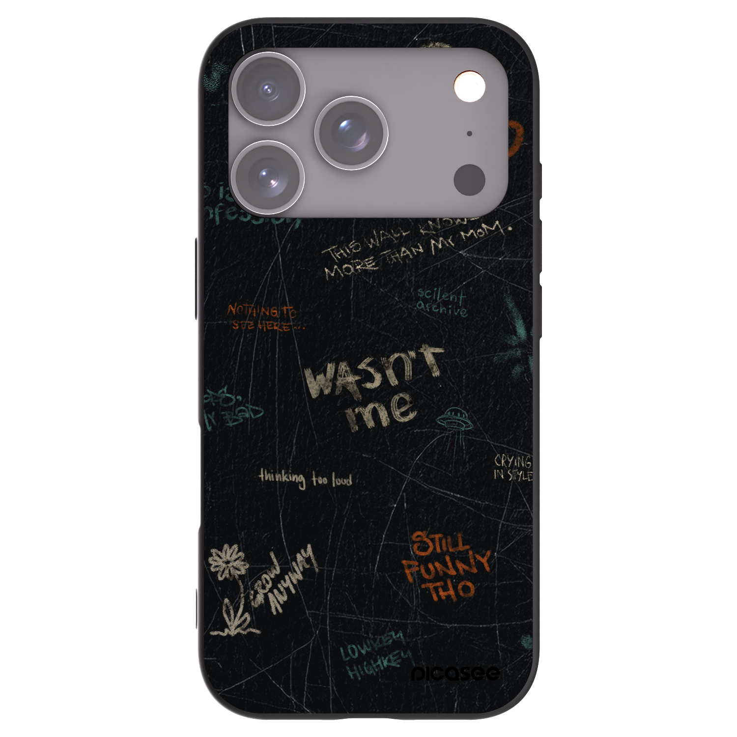 Picasee silikonový černý obal pro Apple iPhone 17 Pro - CONFESSION