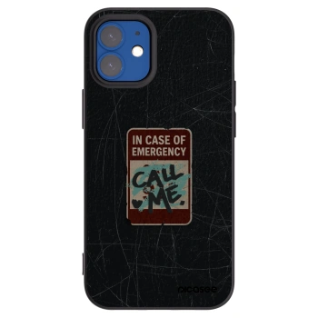 Picasee silikonový černý obal pro Apple iPhone 12 mini - EMERGENCY