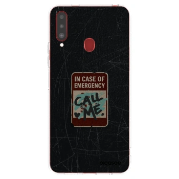 Picasee silikonový průhledný obal pro Samsung Galaxy A20s - EMERGENCY