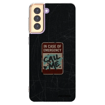 Picasee silikonový průhledný obal pro Samsung Galaxy S21+ 5G G996F - EMERGENCY