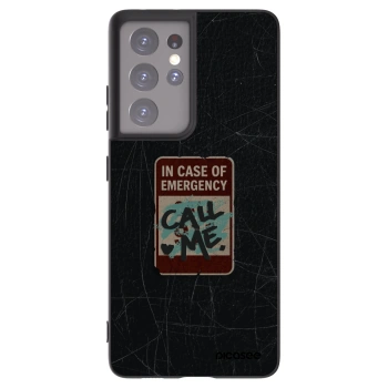 Picasee silikonový černý obal pro Samsung Galaxy S21 Ultra 5G G998B - EMERGENCY