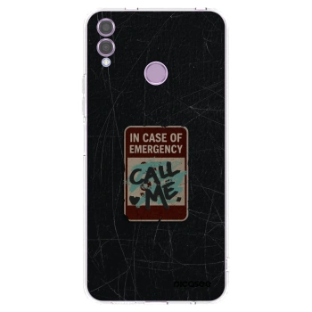 Picasee silikonový průhledný obal pro Honor 8X - EMERGENCY