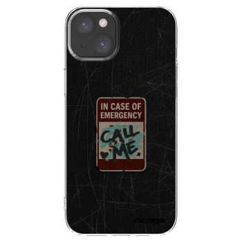 Picasee silikonový průhledný obal pro Apple iPhone 15 Plus - EMERGENCY