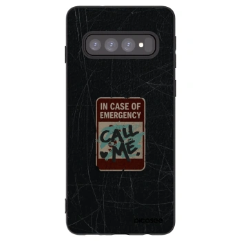 Picasee silikonový černý obal pro Samsung Galaxy S10 G973 - EMERGENCY