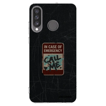 Picasee silikonový průhledný obal pro Huawei P30 Lite - EMERGENCY
