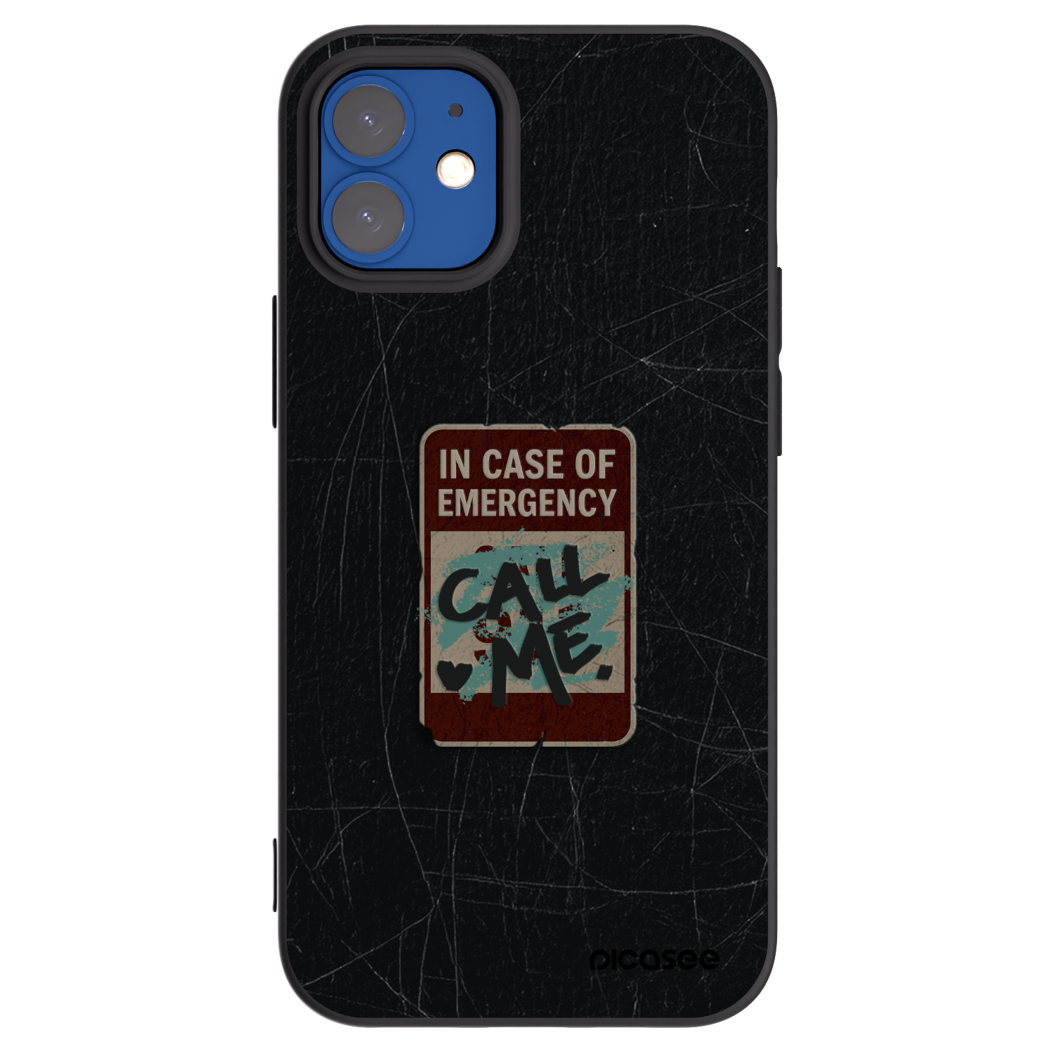 Picasee silikonový černý obal pro Apple iPhone 12 mini - EMERGENCY