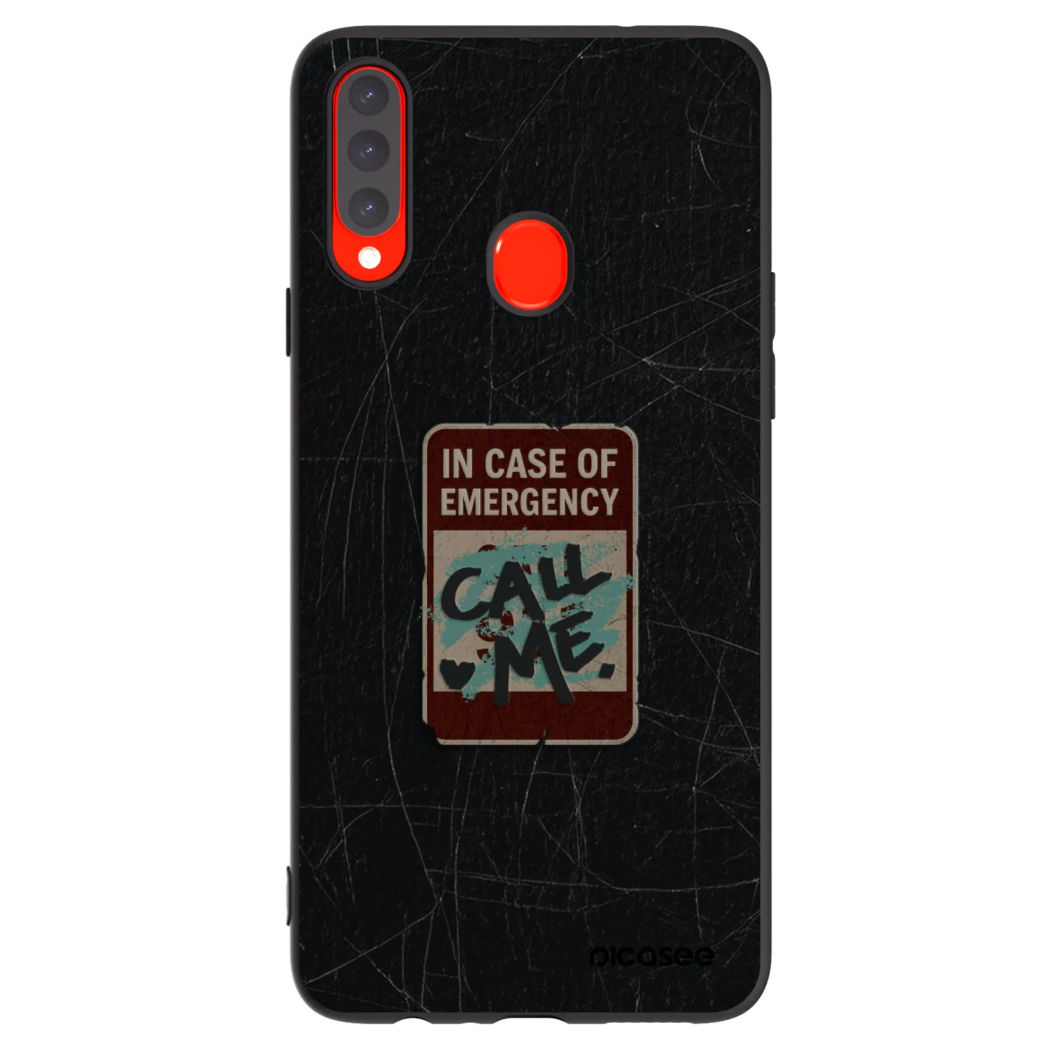 Picasee silikonový černý obal pro Samsung Galaxy A20s - EMERGENCY