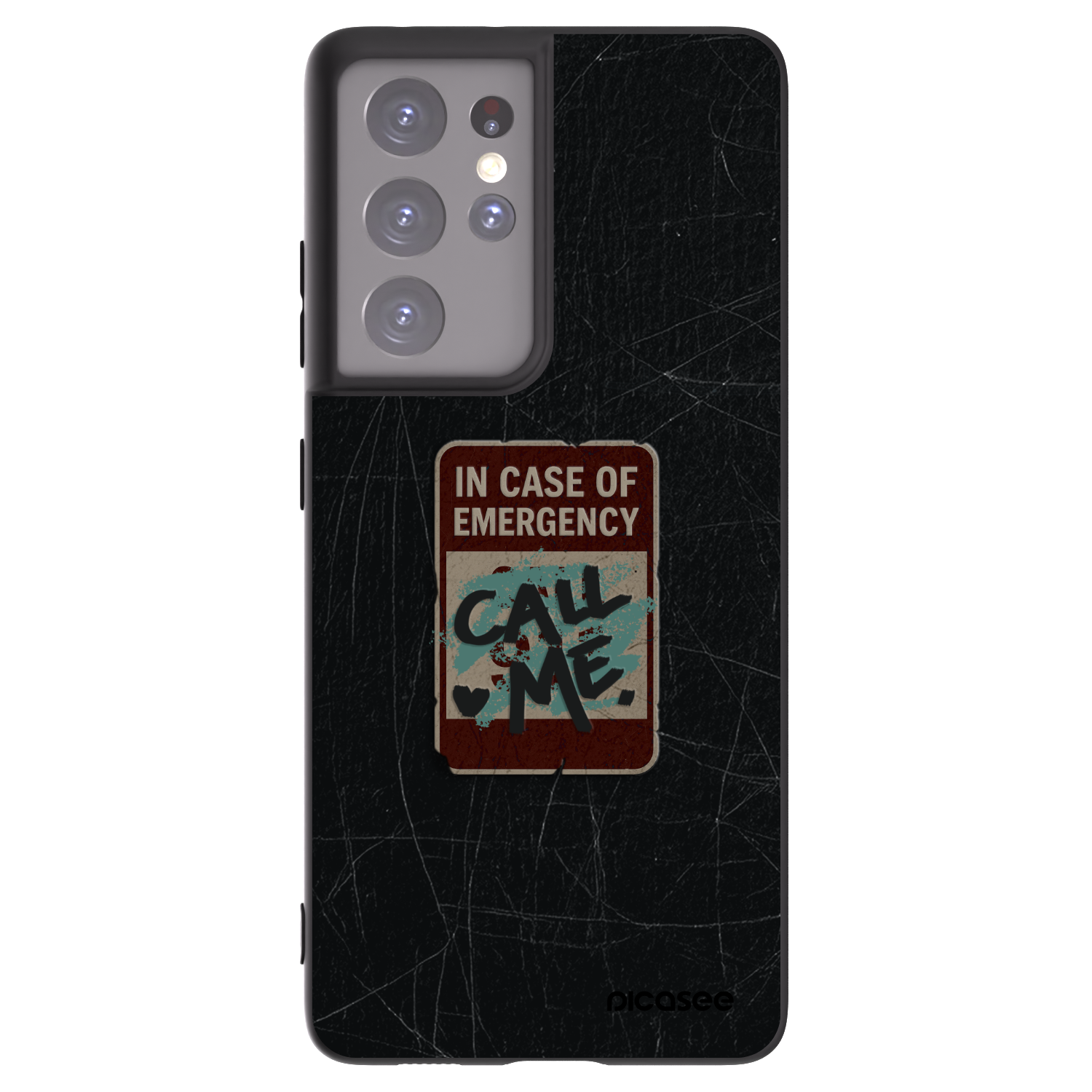 Picasee silikonový černý obal pro Samsung Galaxy S21 Ultra 5G G998B - EMERGENCY