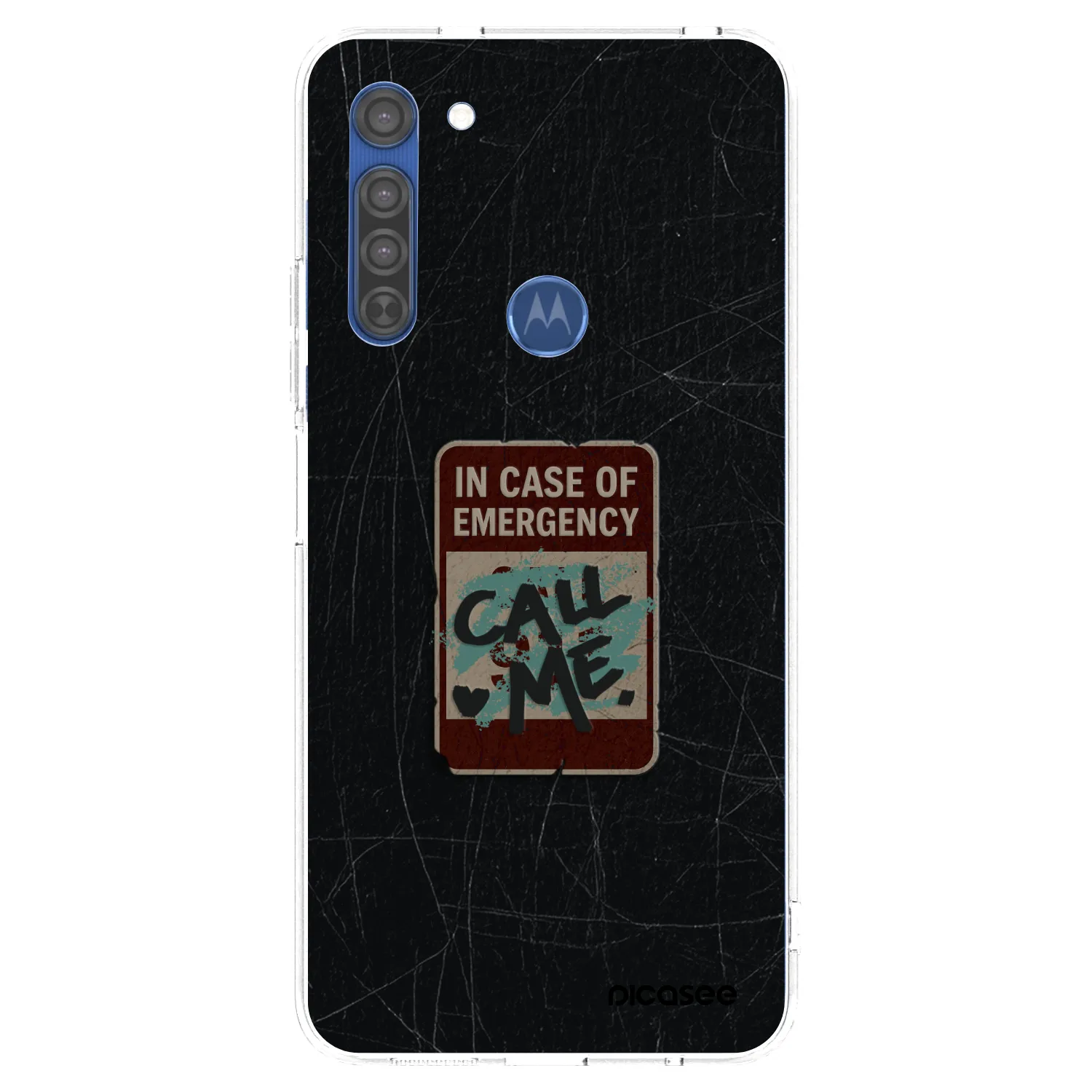 Picasee silikonový průhledný obal pro Motorola Moto G8 - EMERGENCY