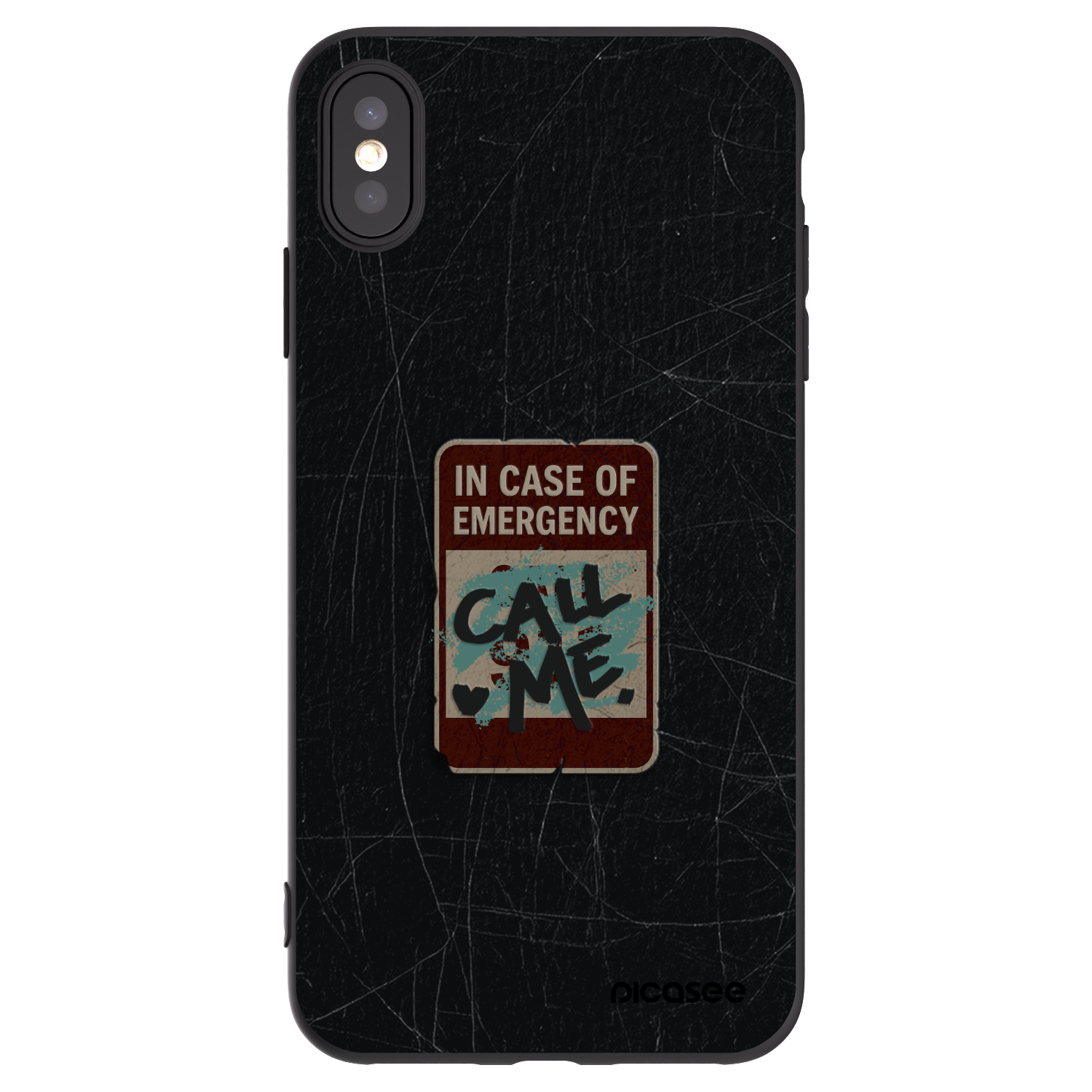 Picasee silikonový černý obal pro Apple iPhone XS Max - EMERGENCY