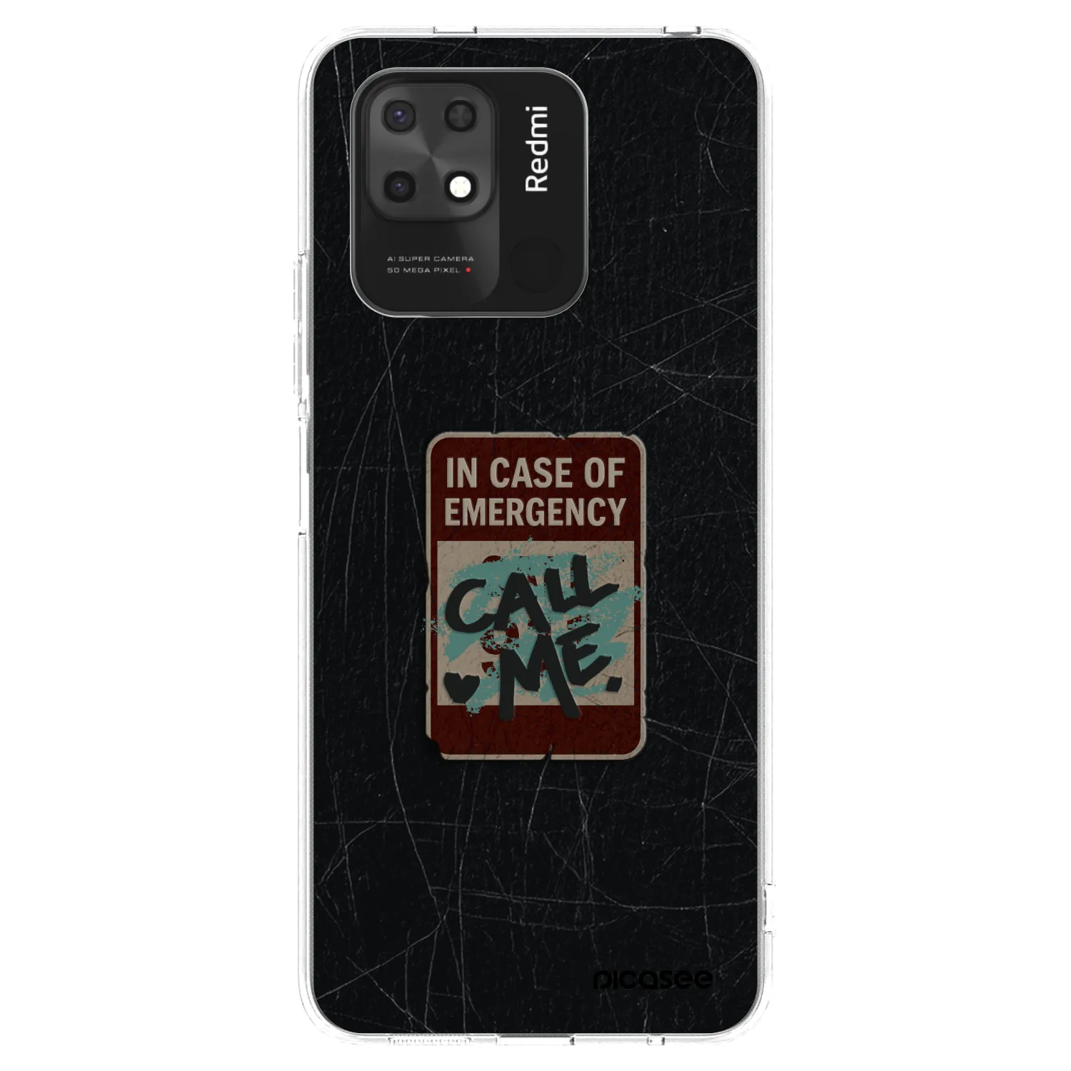 Picasee silikonový průhledný obal pro Xiaomi Redmi 10C - EMERGENCY