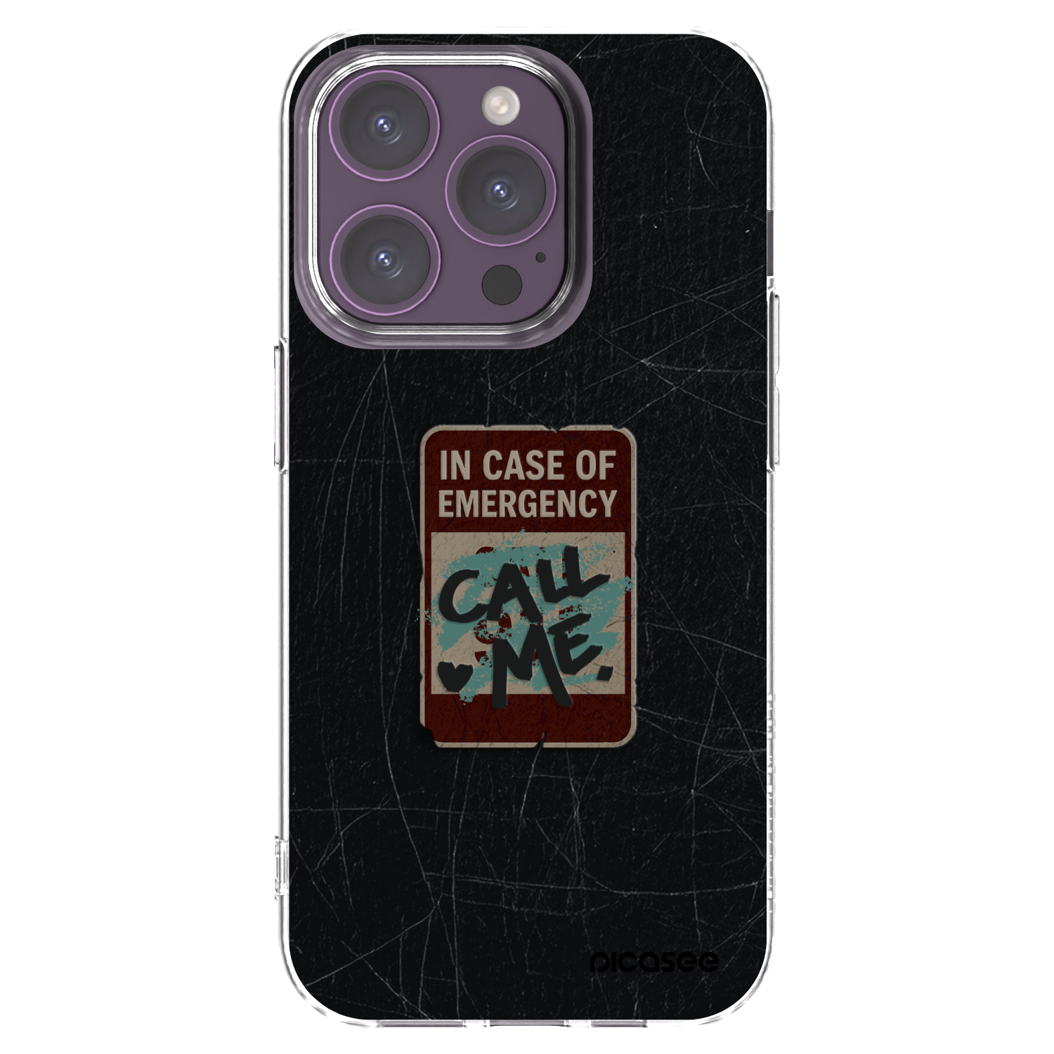 Picasee silikonový průhledný obal pro Apple iPhone 14 Pro - EMERGENCY