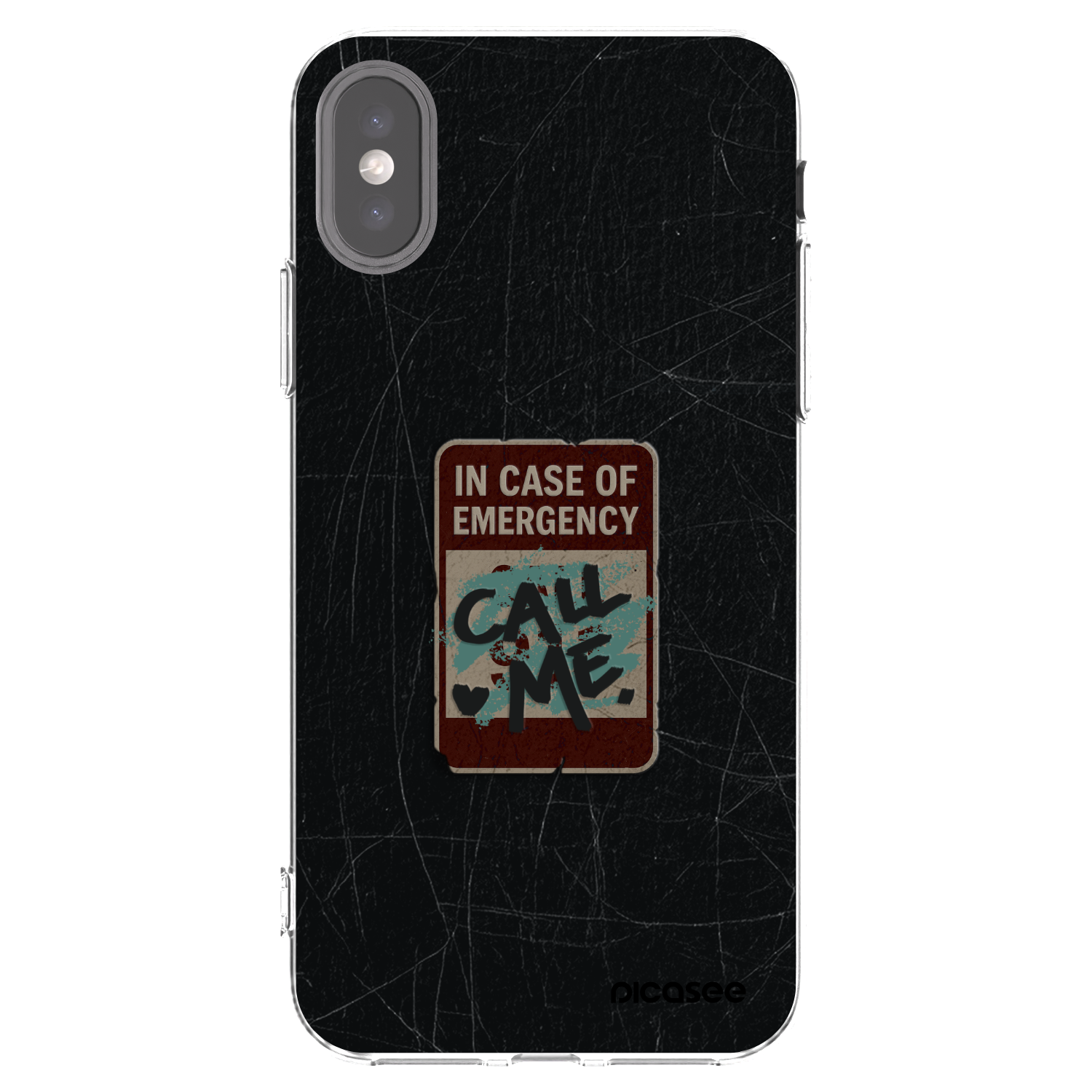Picasee silikonový průhledný obal pro Apple iPhone X/XS - EMERGENCY