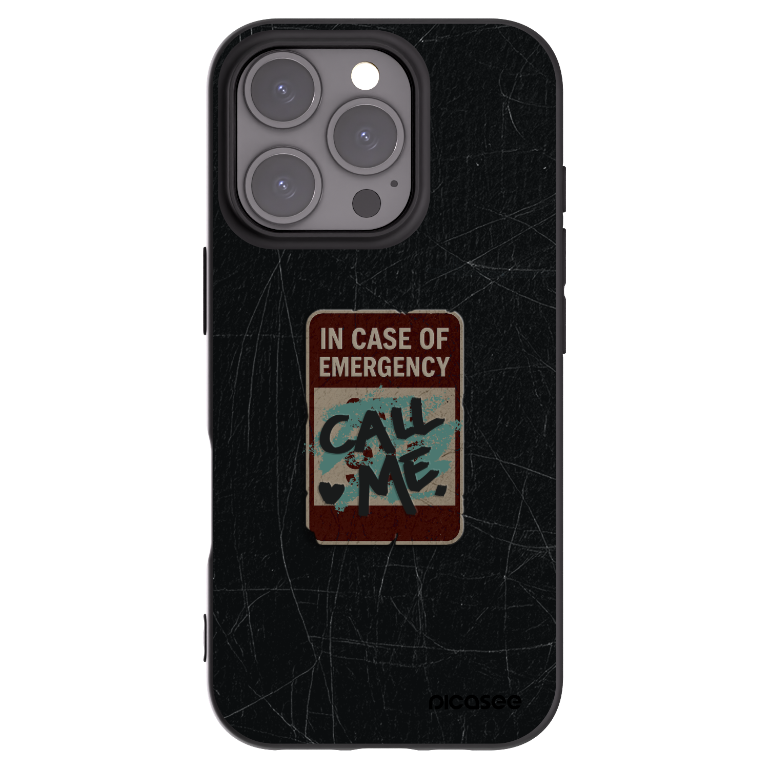 Picasee silikonový černý obal pro Apple iPhone 16 Pro - EMERGENCY
