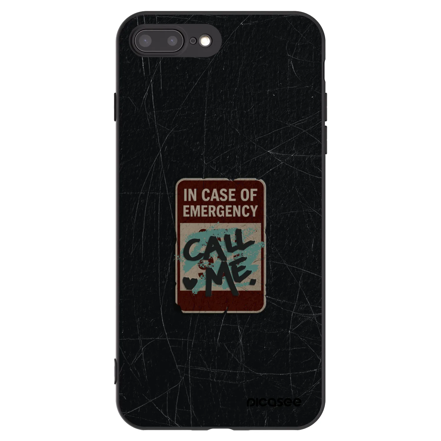 Picasee silikonový černý obal pro Apple iPhone 8 Plus - EMERGENCY