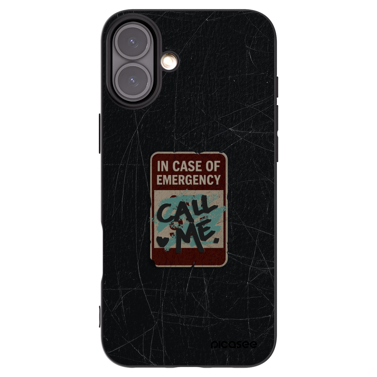 Picasee silikonový černý obal pro Apple iPhone 16 Plus - EMERGENCY