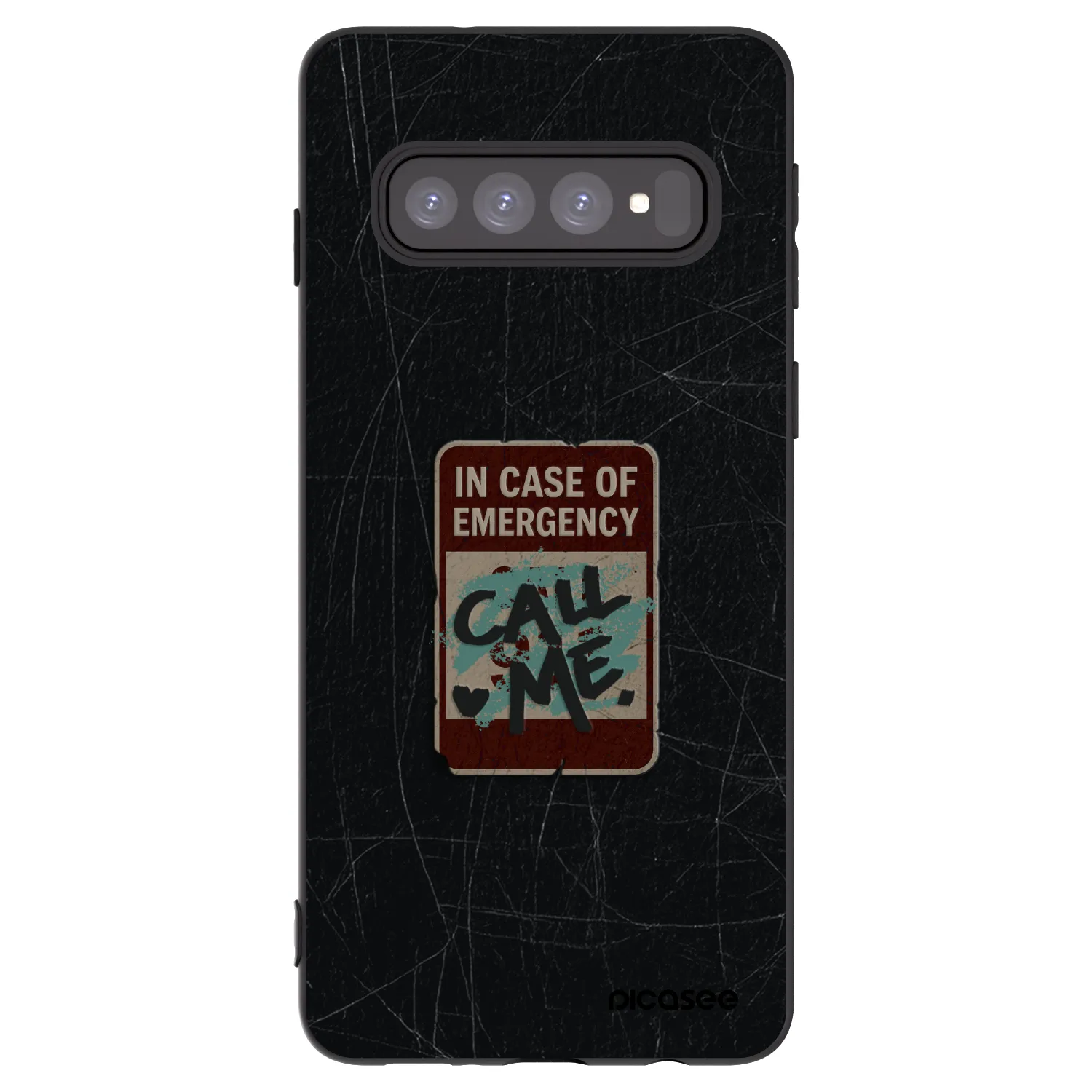Picasee silikonový černý obal pro Samsung Galaxy S10 G973 - EMERGENCY