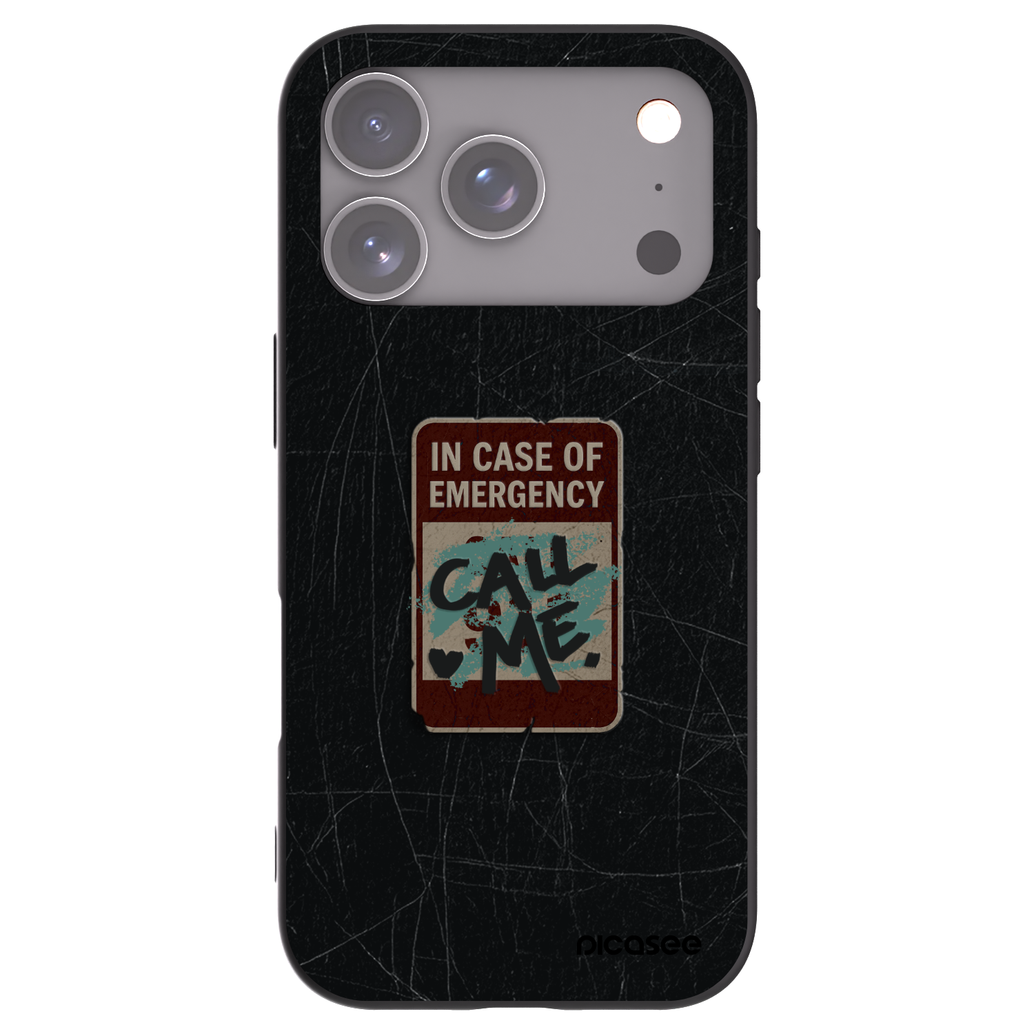 Picasee silikonový černý obal pro Apple iPhone 17 Pro - EMERGENCY