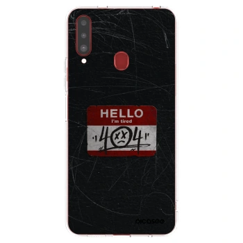 Picasee silikonový průhledný obal pro Samsung Galaxy A20s - HELLO 404