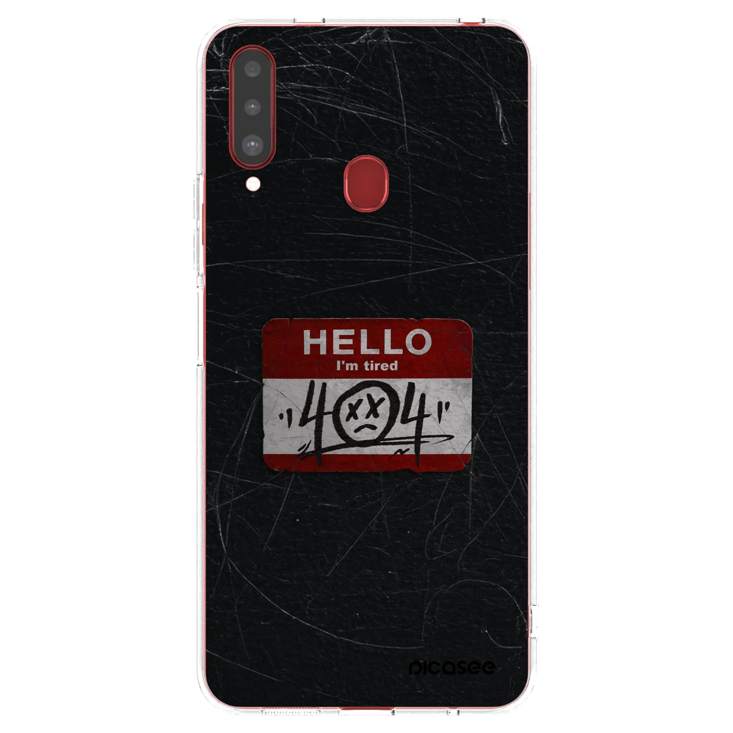 Picasee silikonový průhledný obal pro Samsung Galaxy A20s - HELLO 404