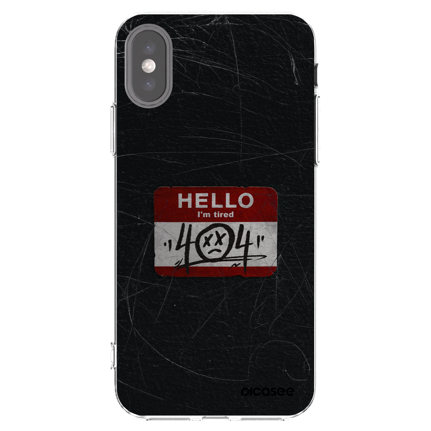 Picasee silikonový průhledný obal pro Apple iPhone X/XS - HELLO 404