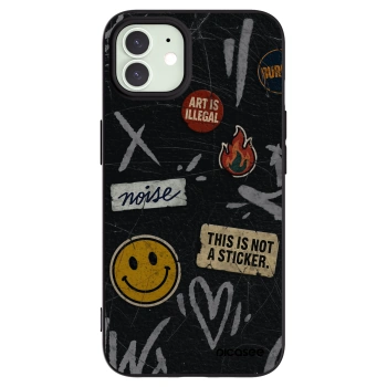 Picasee silikonový černý obal pro Apple iPhone 12 - STICKERS x TAGS