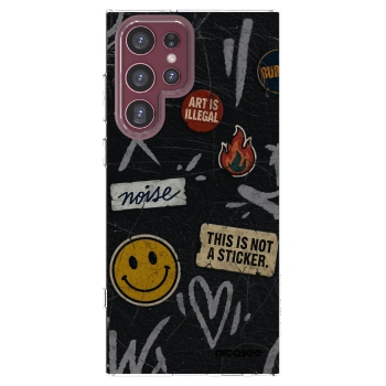 Picasee silikonový průhledný obal pro Samsung Galaxy S22 Ultra 5G - STICKERS x TAGS