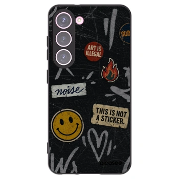 Picasee silikonový černý obal pro Samsung Galaxy S23 5G - STICKERS x TAGS