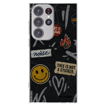 Picasee silikonový průhledný obal pro Samsung Galaxy S23 Ultra 5G - STICKERS x TAGS