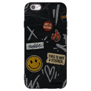 Picasee silikonový černý obal pro Apple iPhone 6/6S - STICKERS x TAGS