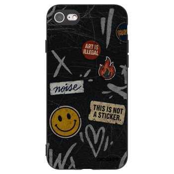 Picasee silikonový černý obal pro Apple iPhone 7 - STICKERS x TAGS