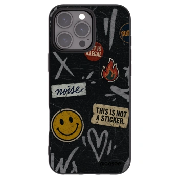 Picasee silikonový černý obal pro Apple iPhone 16 Pro Max - STICKERS x TAGS