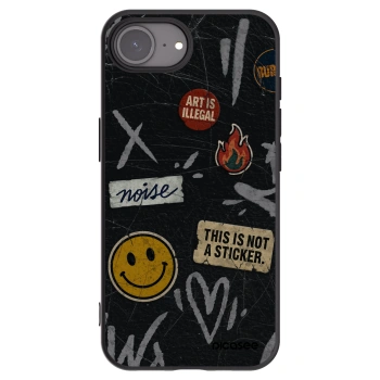 Picasee silikonový černý obal pro Apple iPhone 16e - STICKERS x TAGS