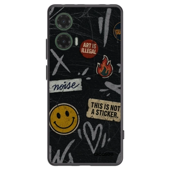 Picasee silikonový černý obal pro Motorola Moto G35 5G - STICKERS x TAGS
