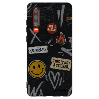 Picasee silikonový černý obal pro Huawei P30 - STICKERS x TAGS