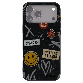 Picasee silikonový černý obal pro Apple iPhone 17 Pro Max - STICKERS x TAGS