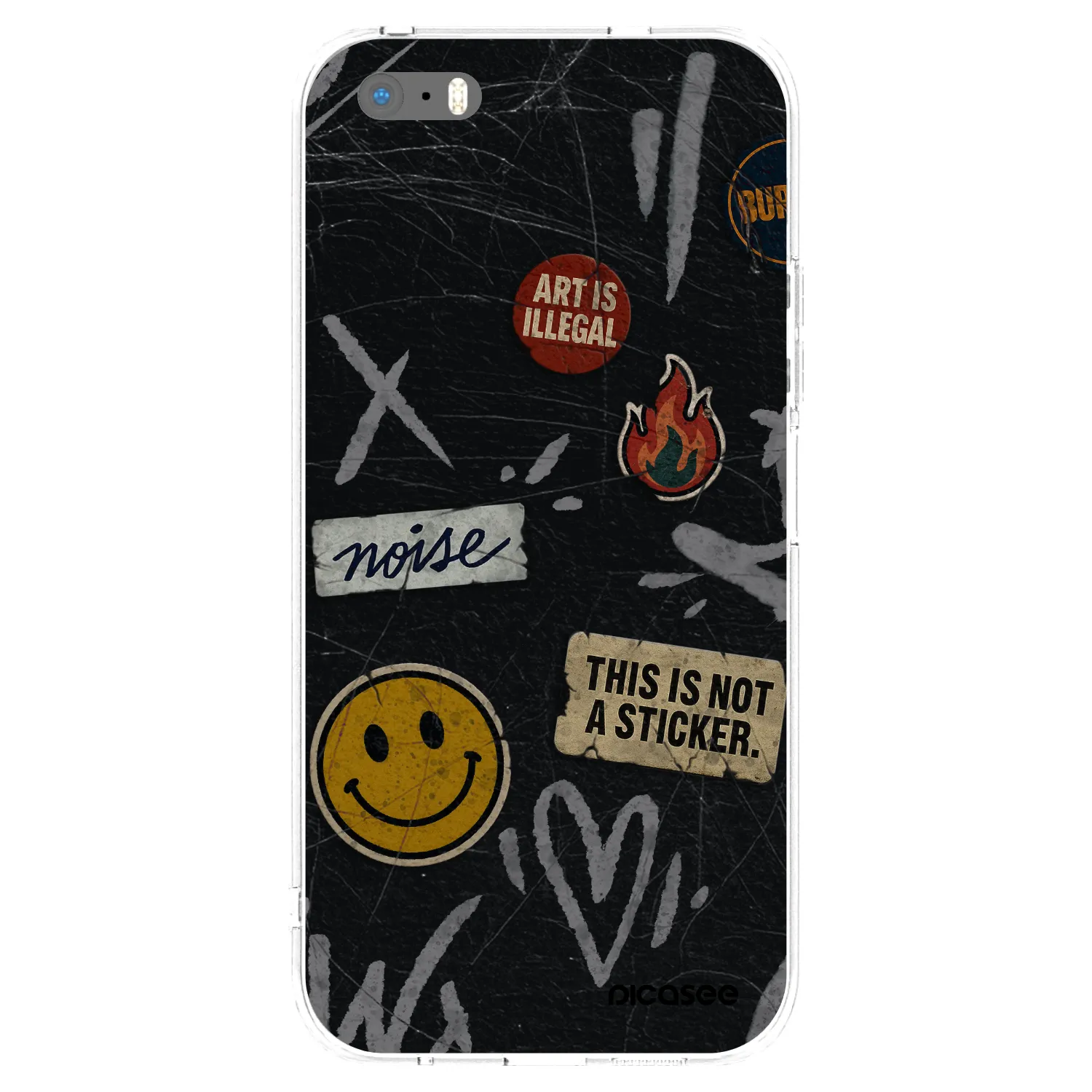 Picasee silikonový průhledný obal pro Apple iPhone 5/5S/SE - STICKERS x TAGS