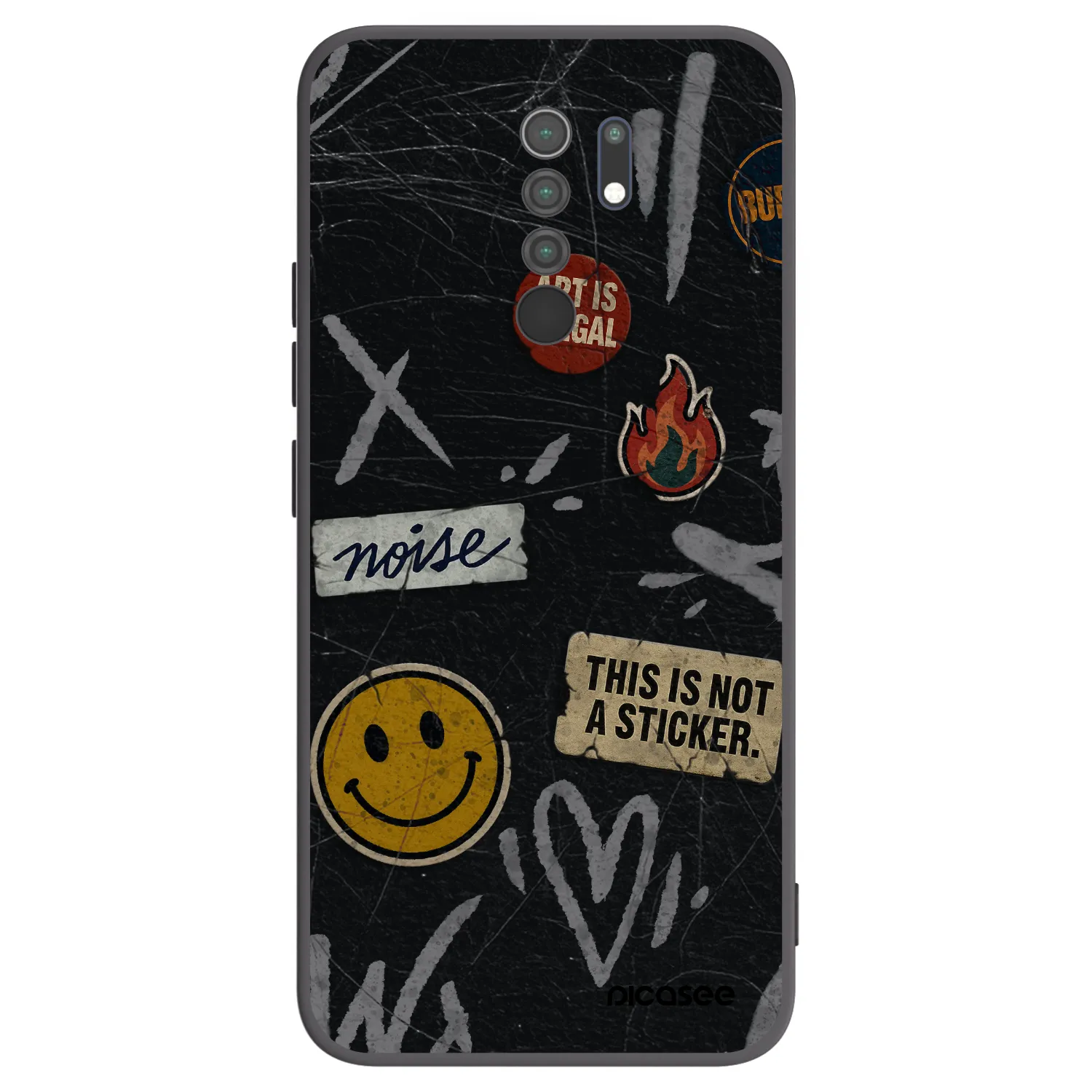 Picasee silikonový černý obal pro Xiaomi Redmi 9 - STICKERS x TAGS