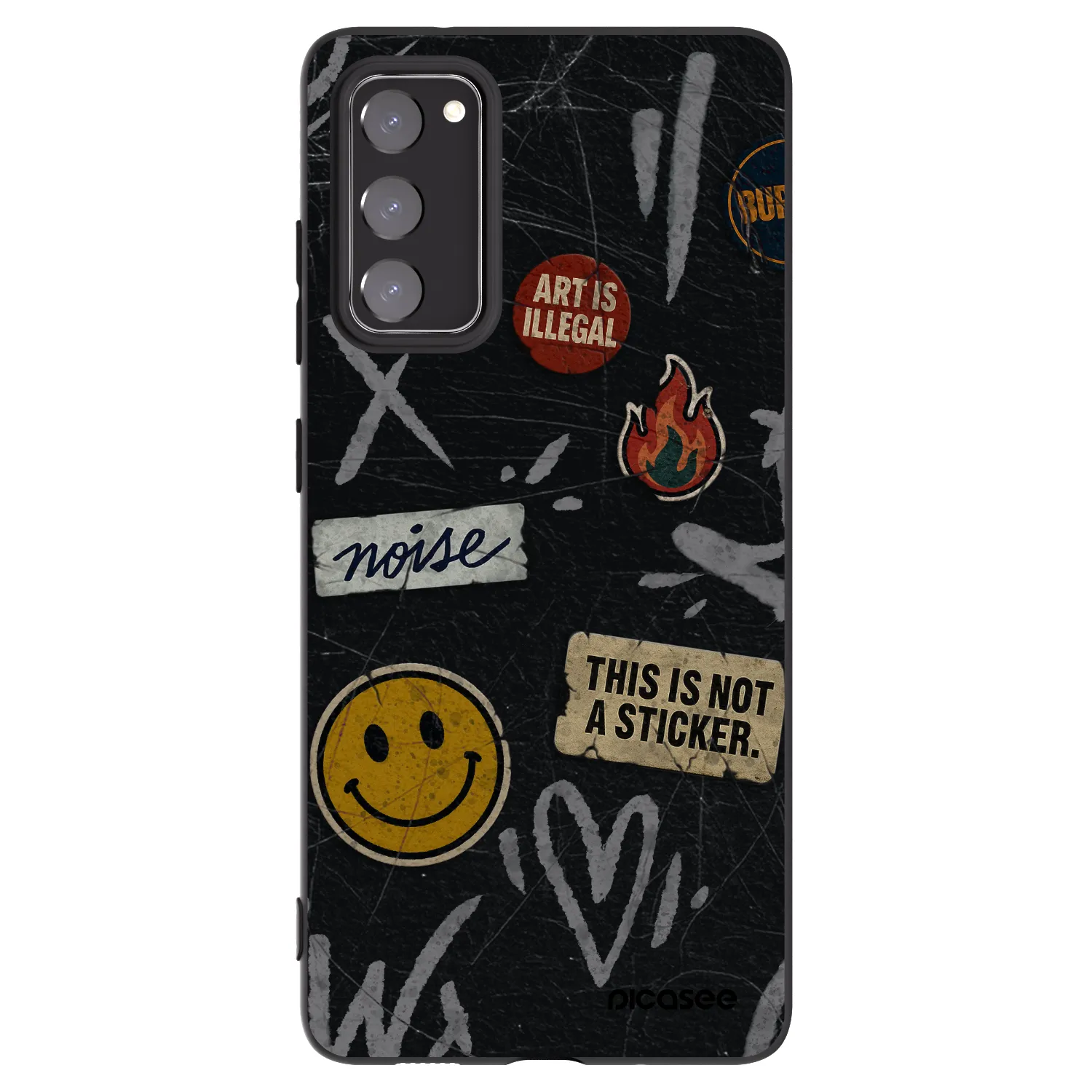 Picasee silikonový černý obal pro Samsung Galaxy S20 FE - STICKERS x TAGS