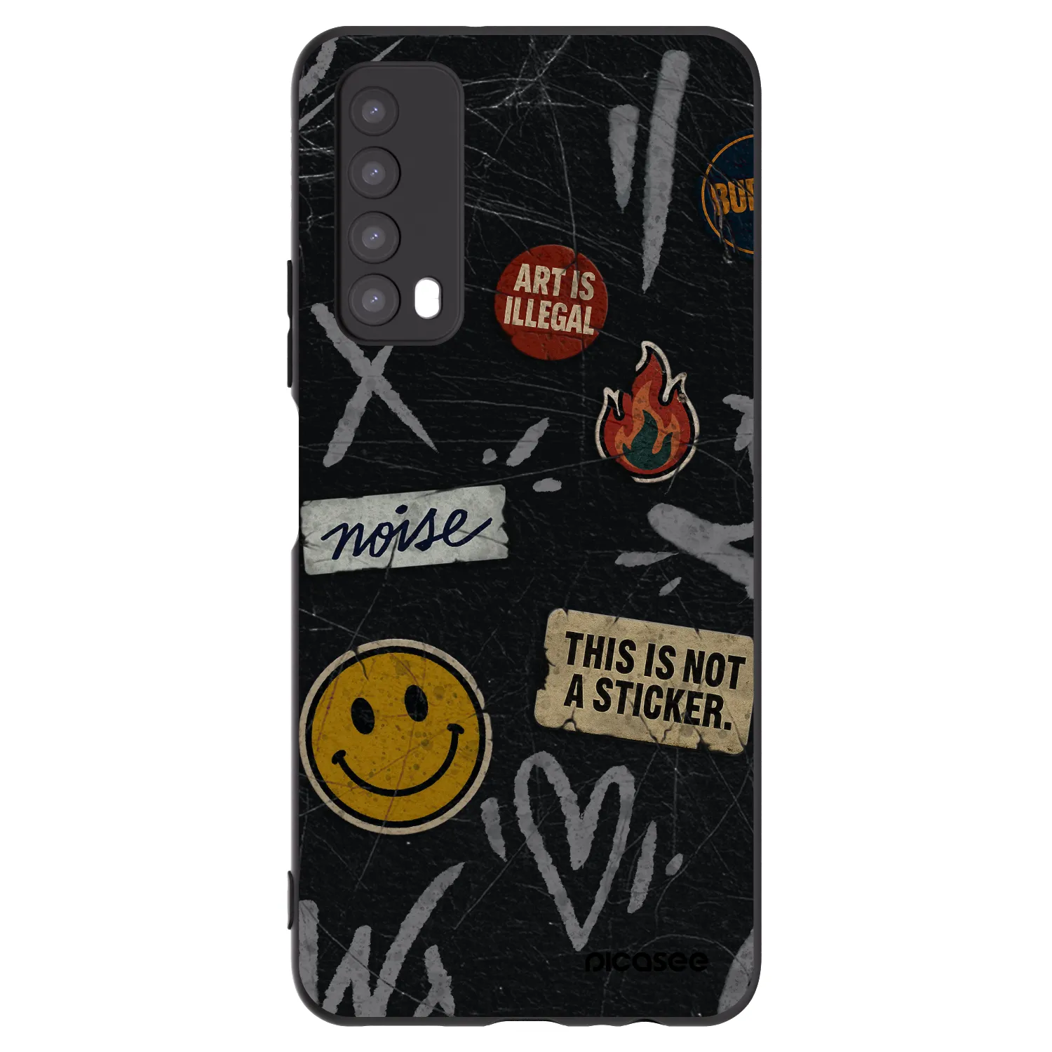 Picasee silikonový černý obal pro Huawei P Smart 2021 - STICKERS x TAGS