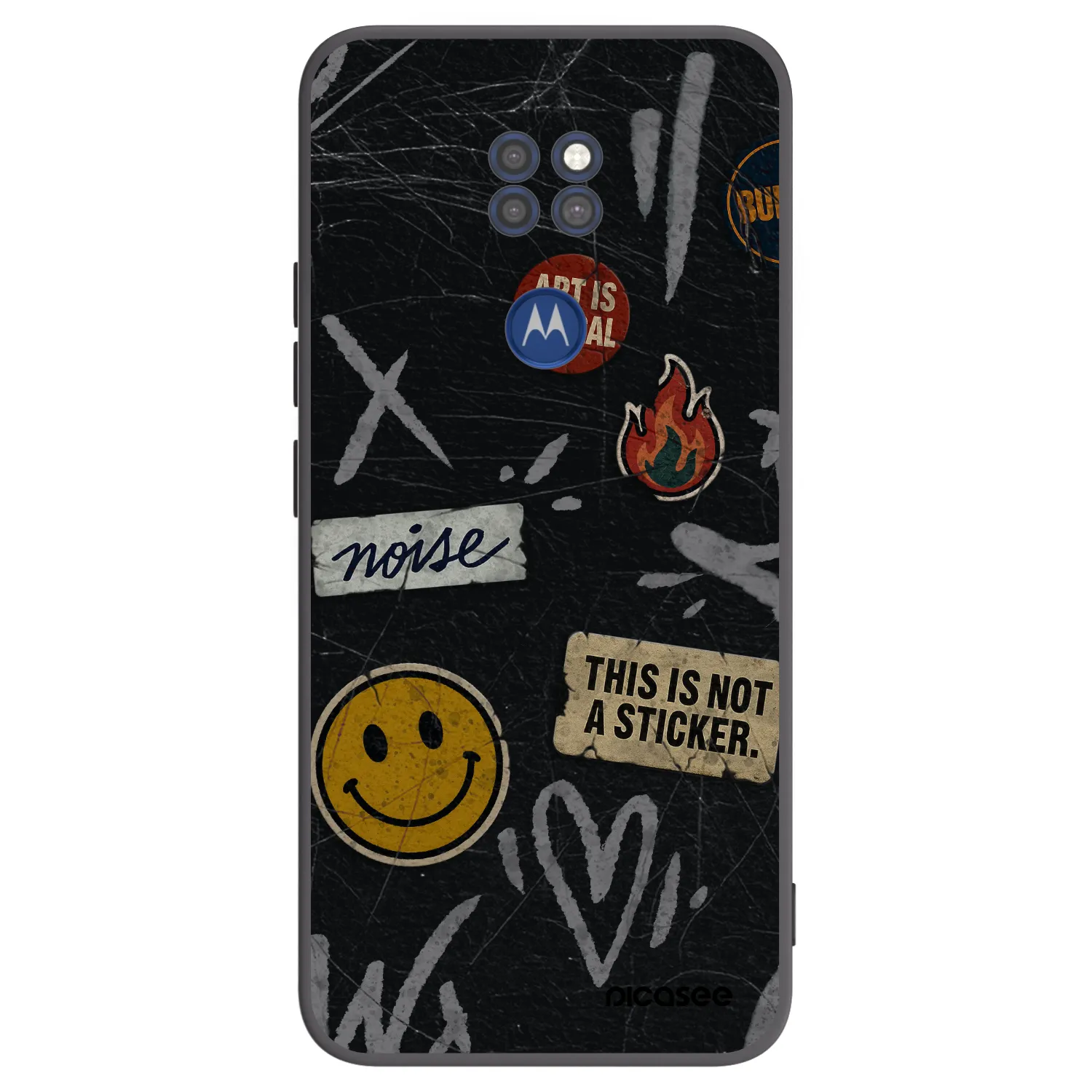 Picasee silikonový černý obal pro Motorola Moto G9 Play - STICKERS x TAGS