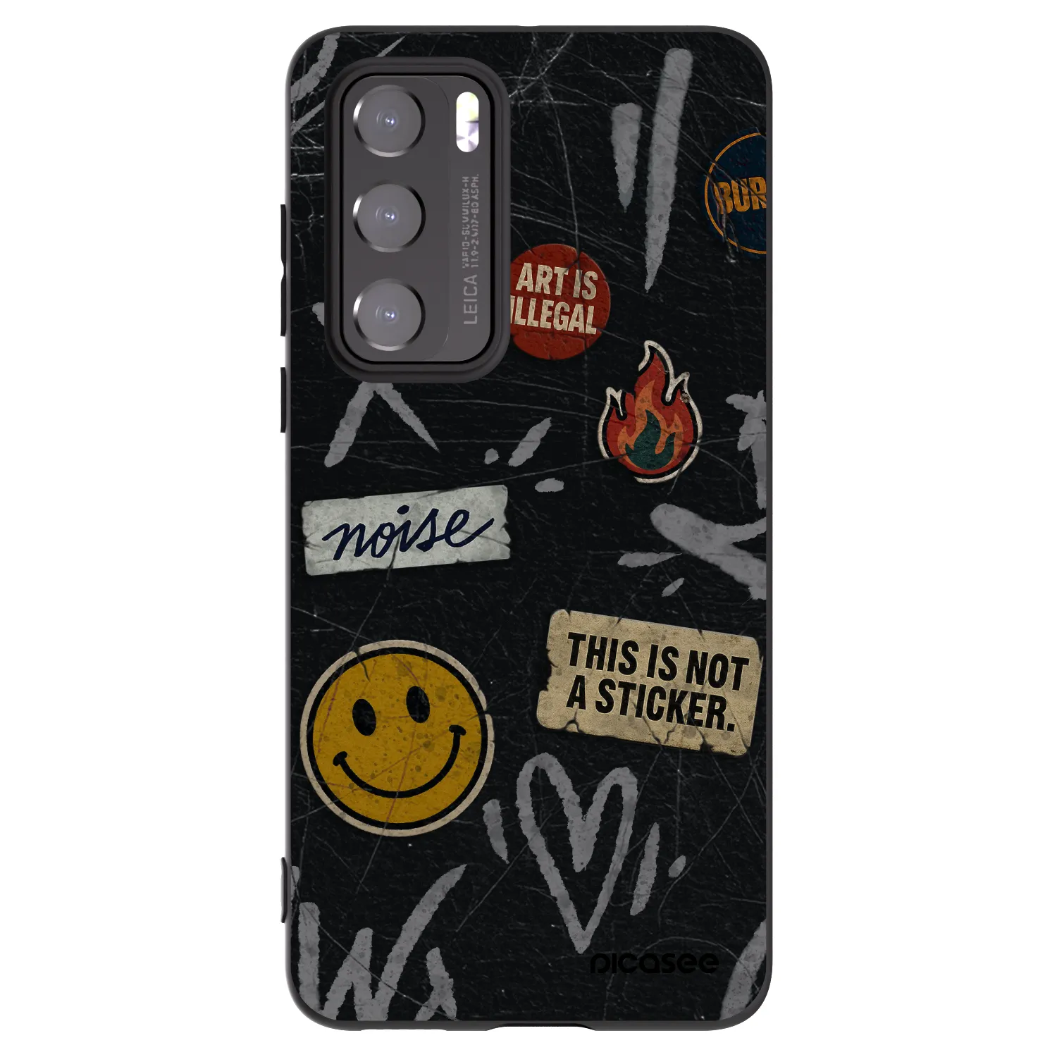 Picasee silikonový černý obal pro Huawei P40 - STICKERS x TAGS