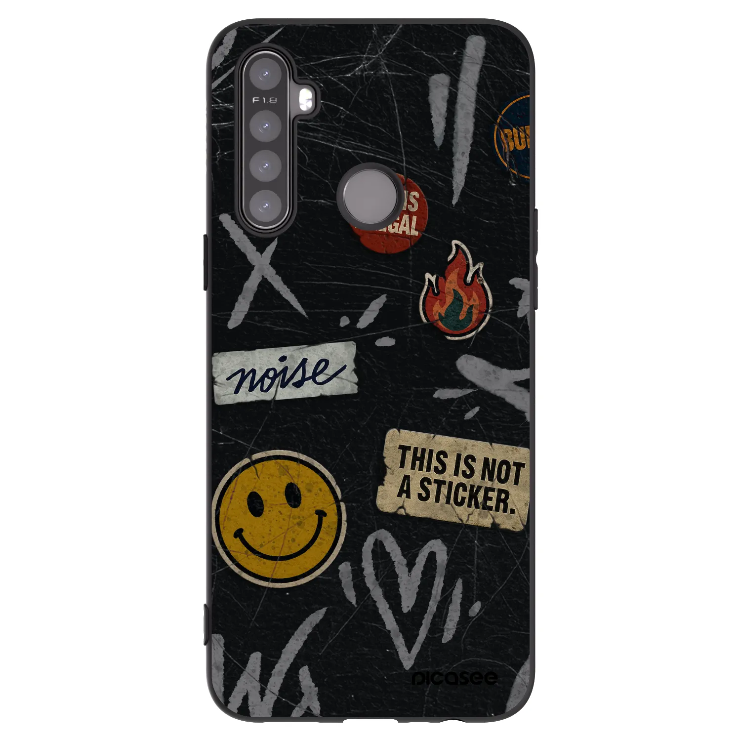 Picasee silikonový černý obal pro Realme 6i - STICKERS x TAGS