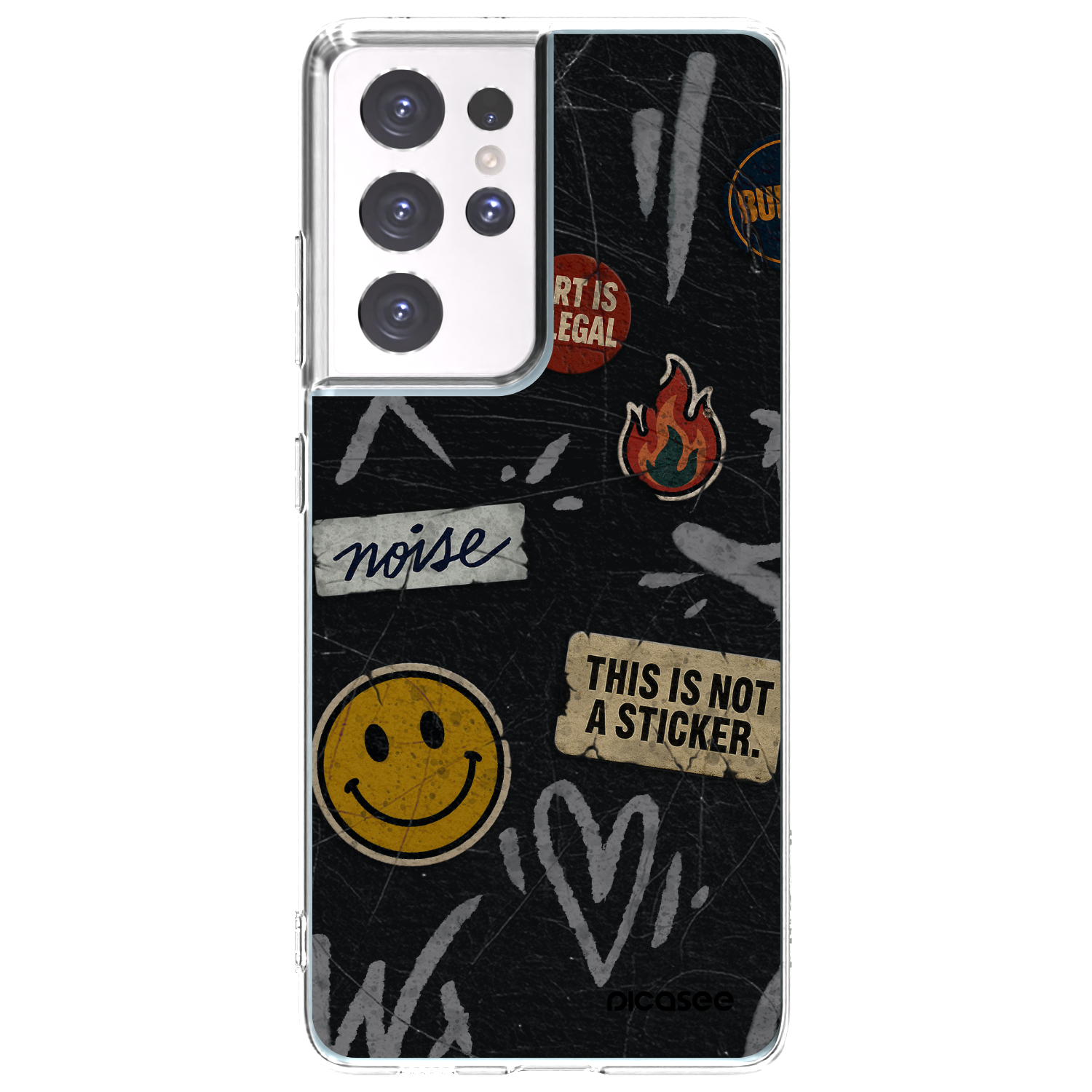 Picasee silikonový průhledný obal pro Samsung Galaxy S21 Ultra 5G G998B - STICKERS x TAGS